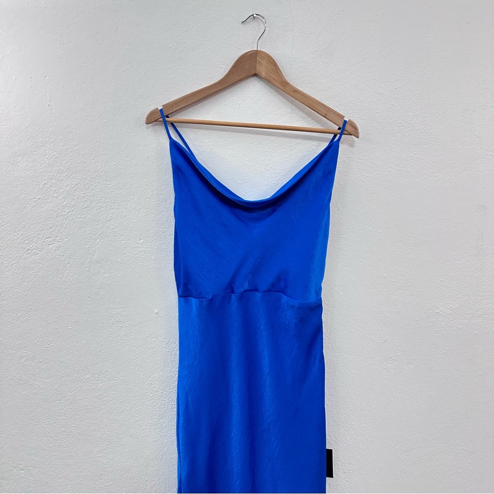 Lulu Satin Cowl Neck Maxi Dress in Blue Size Extra Large XL - Picture 3 of 7